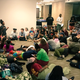 Tafari Robertson speaks to students sitting-in to protest student body President Connor Clegg.